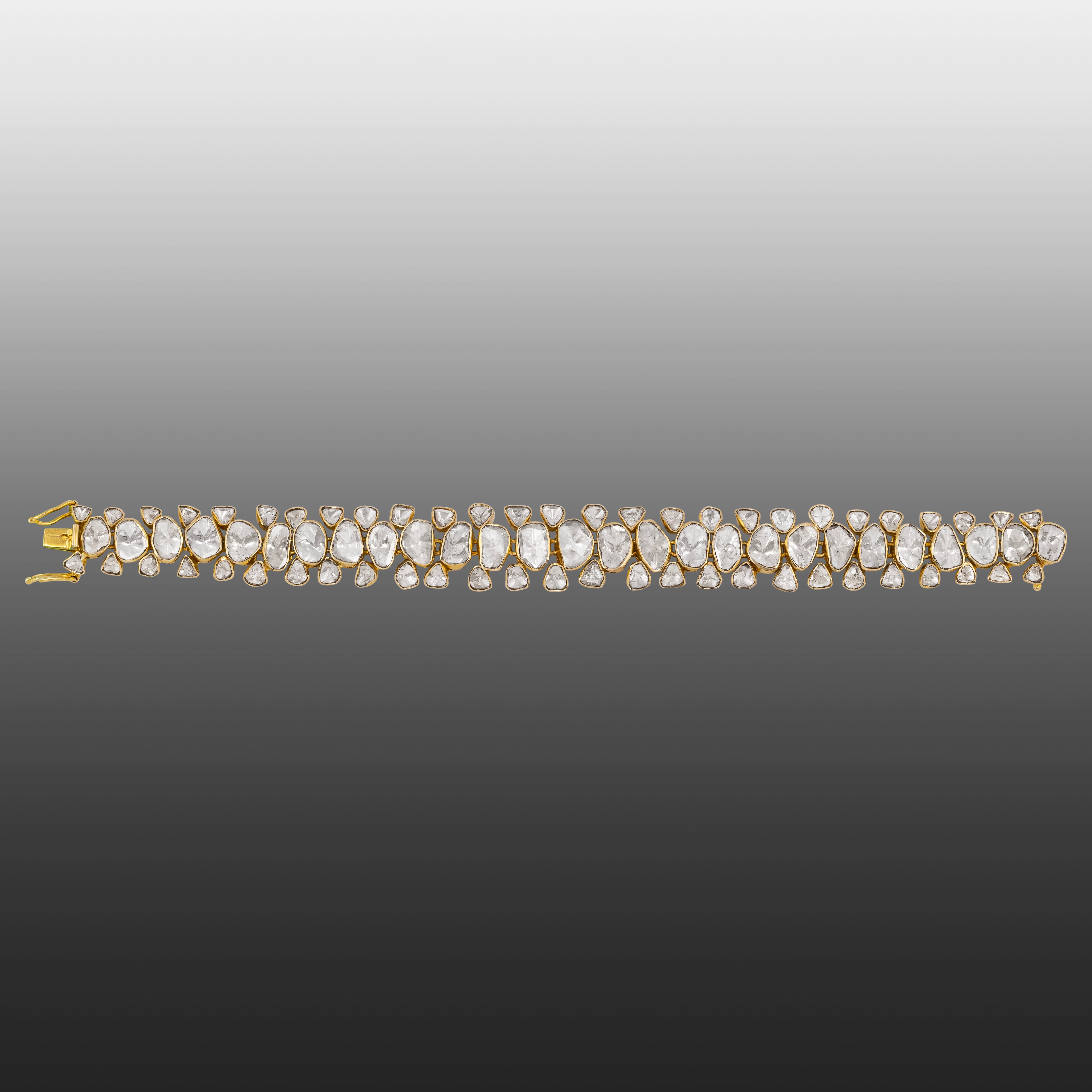 Flexible Linear Polki Bracelet in Open Setting
